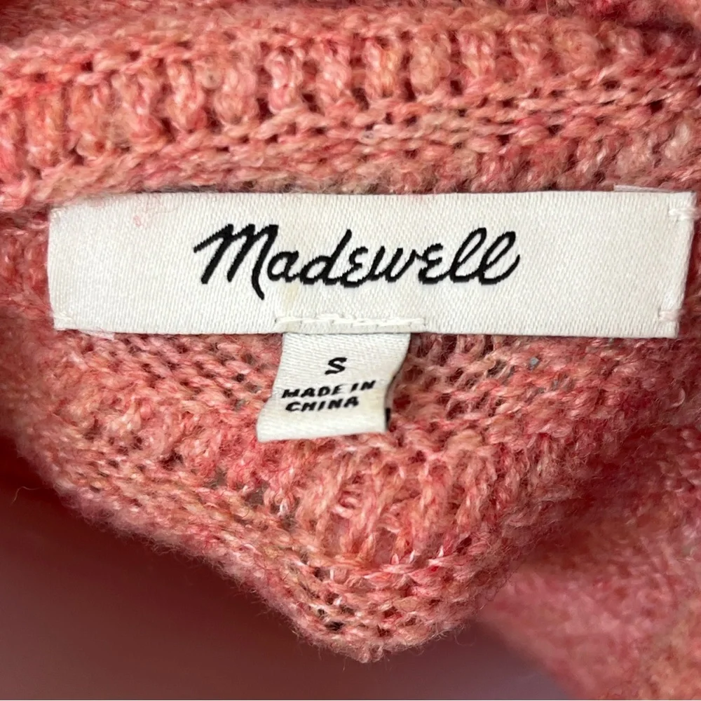 Madewell Belmont Sweater Mock Neck Pullover Pink Ribbed Knit Womens Size Small